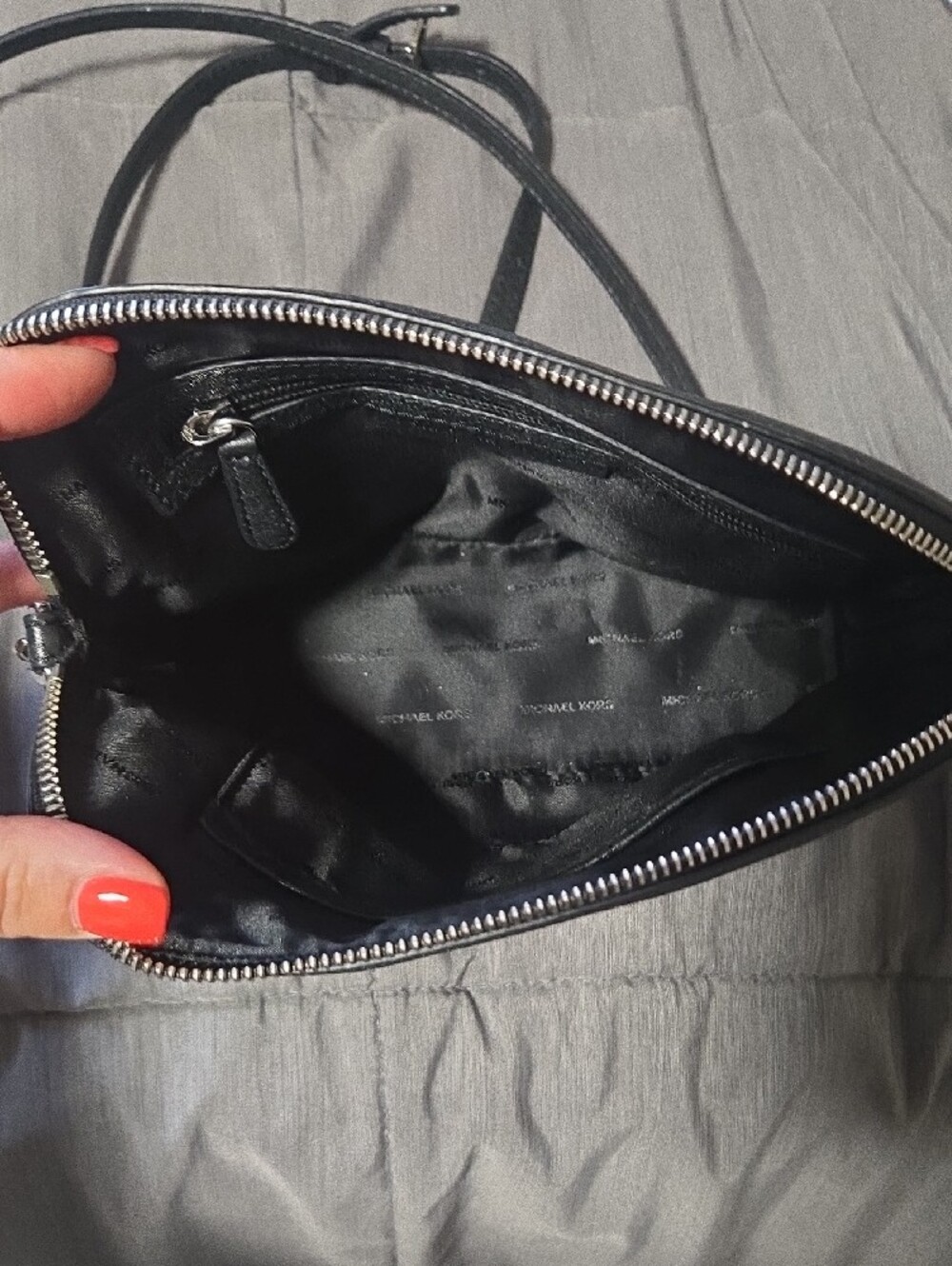 Michael Kors Black Glitter Crossbody Purse with Chain Strap - Picture 2 of 3